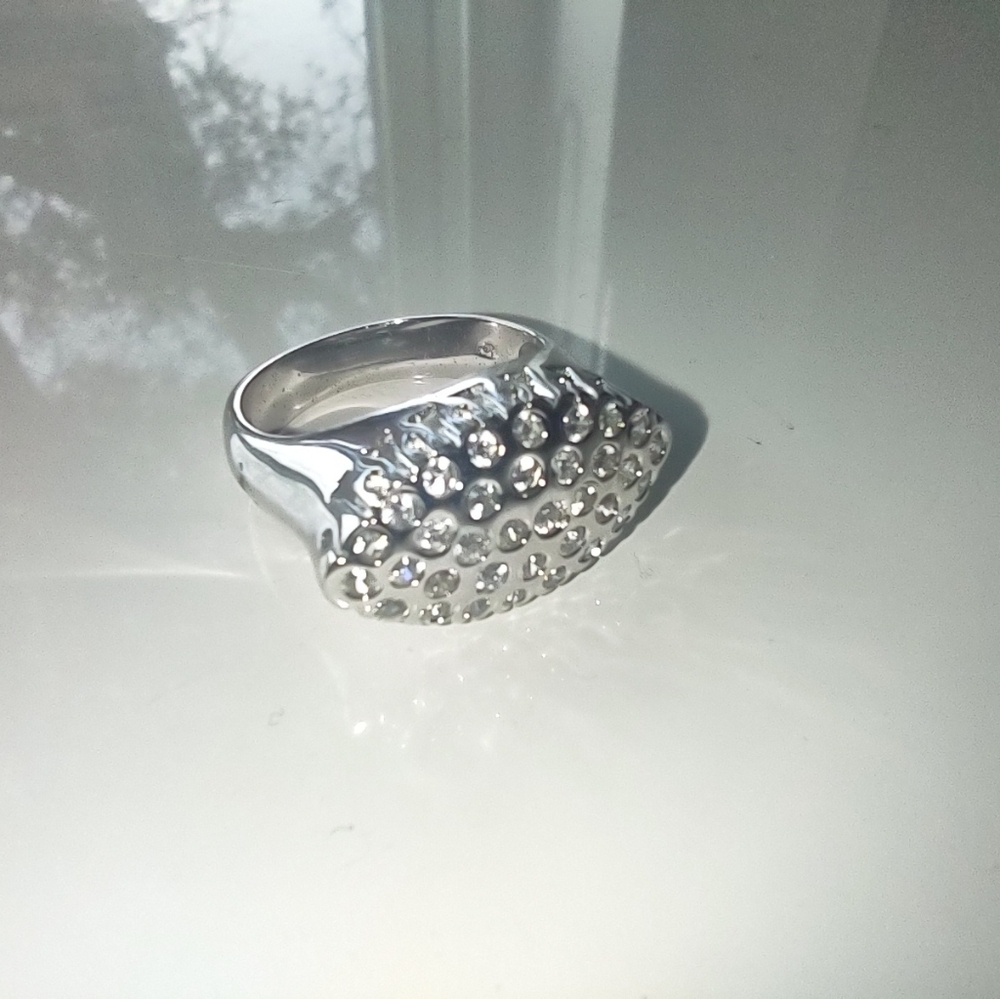 Chapal Zenray Stirling Silver CZ Pave Marquise Women's Cocktail Ring Size 8 / 2g